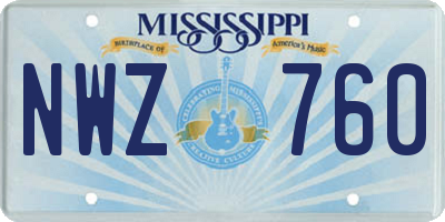 MS license plate NWZ760