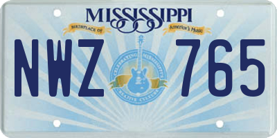 MS license plate NWZ765