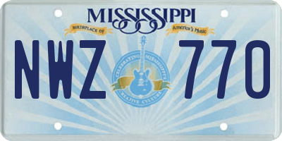 MS license plate NWZ770