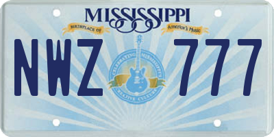 MS license plate NWZ777