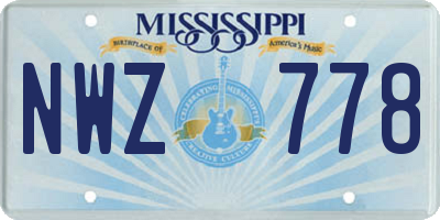 MS license plate NWZ778