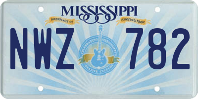 MS license plate NWZ782