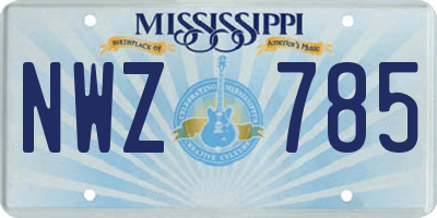 MS license plate NWZ785
