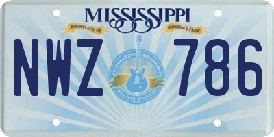 MS license plate NWZ786