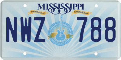 MS license plate NWZ788