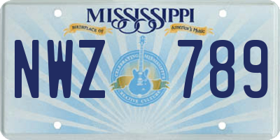MS license plate NWZ789