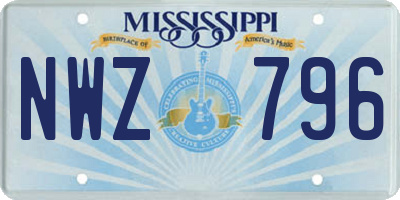MS license plate NWZ796