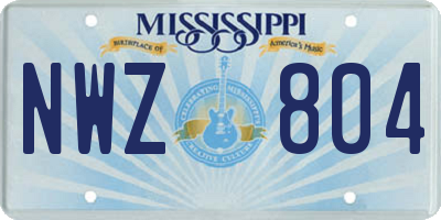 MS license plate NWZ804
