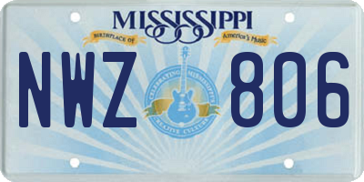 MS license plate NWZ806