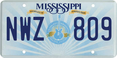 MS license plate NWZ809