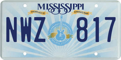 MS license plate NWZ817