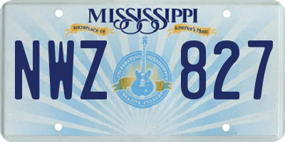 MS license plate NWZ827