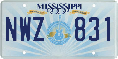 MS license plate NWZ831