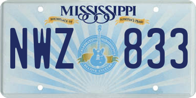 MS license plate NWZ833
