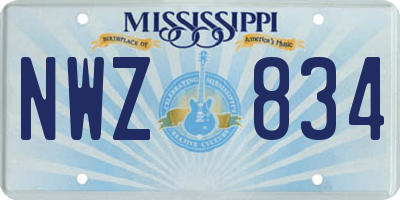MS license plate NWZ834