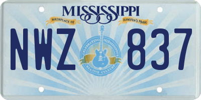 MS license plate NWZ837