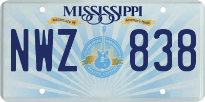 MS license plate NWZ838