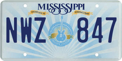 MS license plate NWZ847