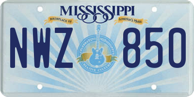 MS license plate NWZ850