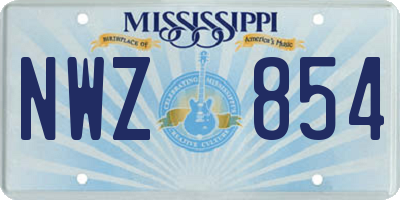 MS license plate NWZ854