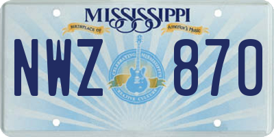 MS license plate NWZ870