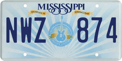 MS license plate NWZ874