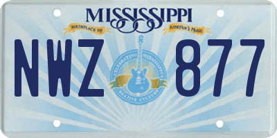 MS license plate NWZ877