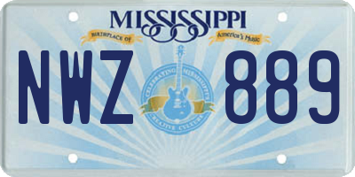MS license plate NWZ889