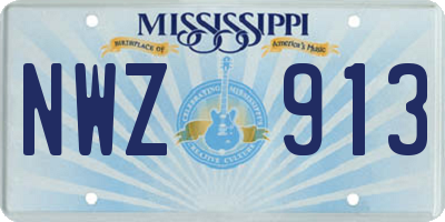 MS license plate NWZ913