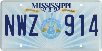 MS license plate NWZ914