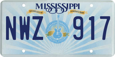 MS license plate NWZ917