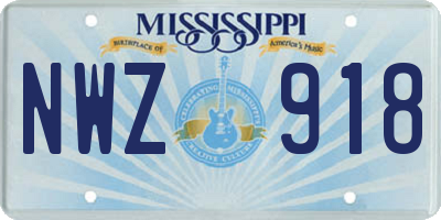 MS license plate NWZ918