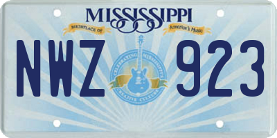 MS license plate NWZ923