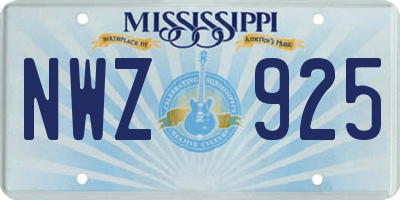 MS license plate NWZ925