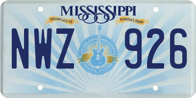 MS license plate NWZ926