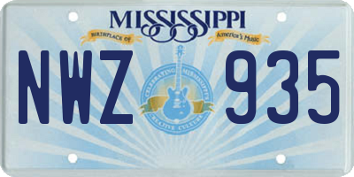 MS license plate NWZ935