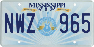 MS license plate NWZ965