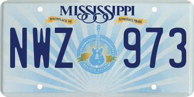 MS license plate NWZ973