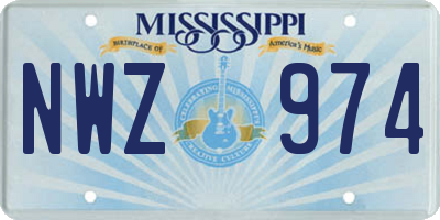 MS license plate NWZ974