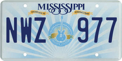 MS license plate NWZ977