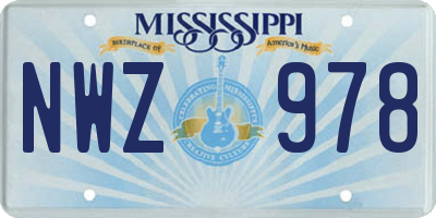 MS license plate NWZ978
