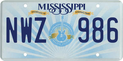 MS license plate NWZ986