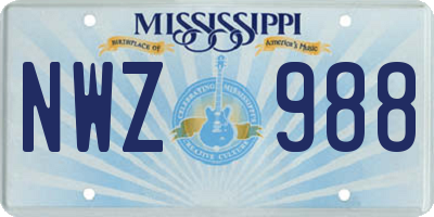 MS license plate NWZ988