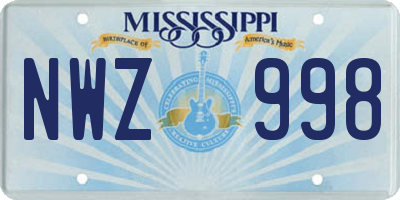 MS license plate NWZ998