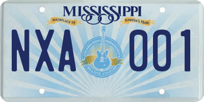 MS license plate NXA001