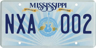 MS license plate NXA002
