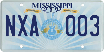 MS license plate NXA003