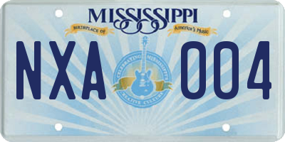MS license plate NXA004