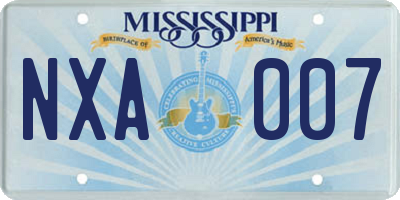 MS license plate NXA007