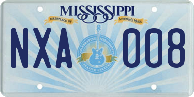 MS license plate NXA008
